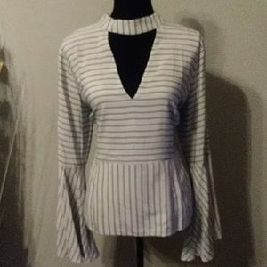 NWOT Striped Bell Sleeve Top
